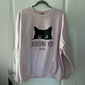 Pink Black cat sweatshirt